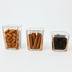 1Pc Acrylic Jar – Small, Medium & Large | Transparent Storage Container with Rose Gold Design