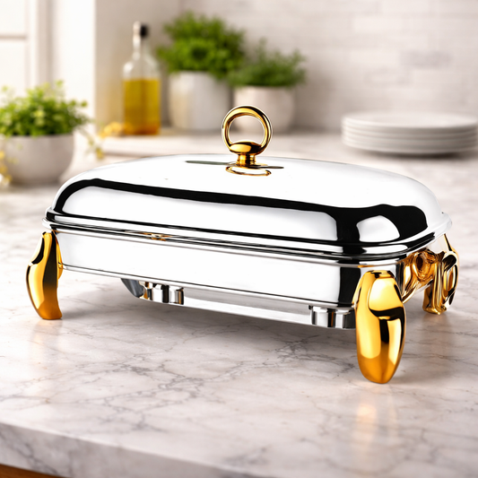 LUX GOLD 3Ltr Rect Dish – Premium Rectangular Chafing Dish - Habitt