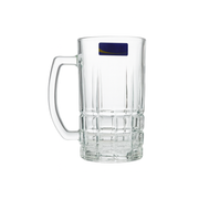 Premium Textured Clear Glass Juice Mug 400 ml with Handle – Set of 6 | Durable Drinkware for Home & Café - Habitt