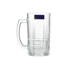 Premium Textured Clear Glass Juice Mug 400 ml with Handle – Set of 6 | Durable Drinkware for Home & Café