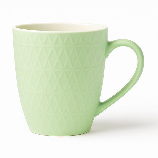 Textured Diamond Ceramic Mug – Green Coffee & Tea Cup