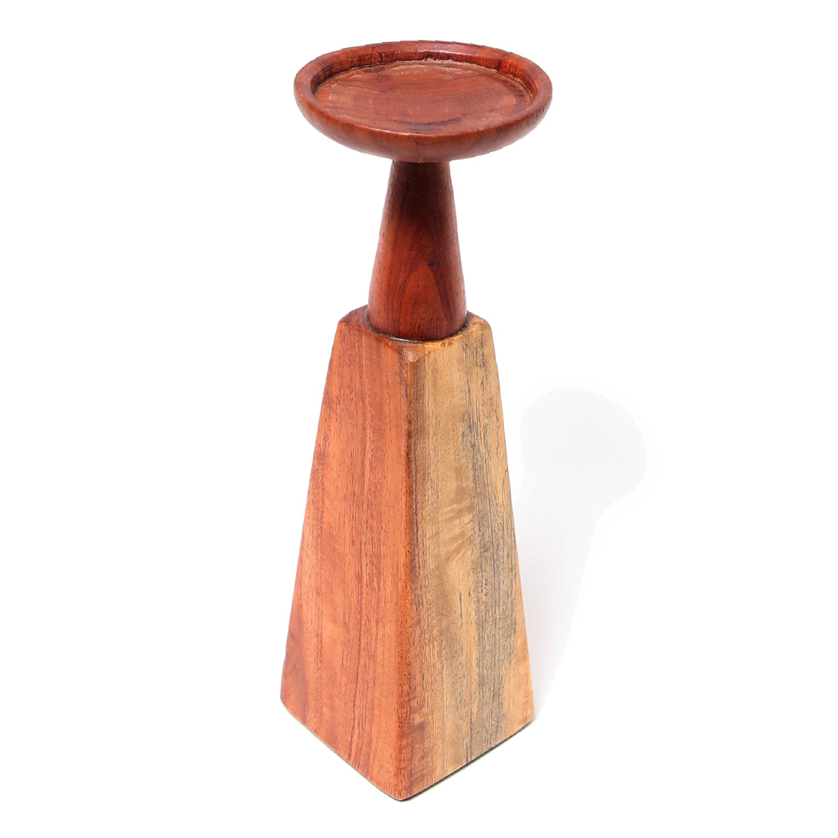 Handcrafted Wooden Geometric Candle Stand – Rustic Boho Decorative Candle Holder (Small/Medium/Large) - Habitt