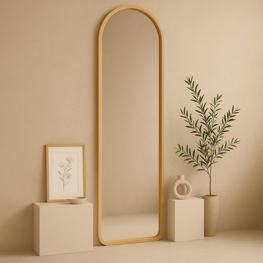 RIA Wall Mirror – Modern Full-Length Arch Mirror with Wooden Frame