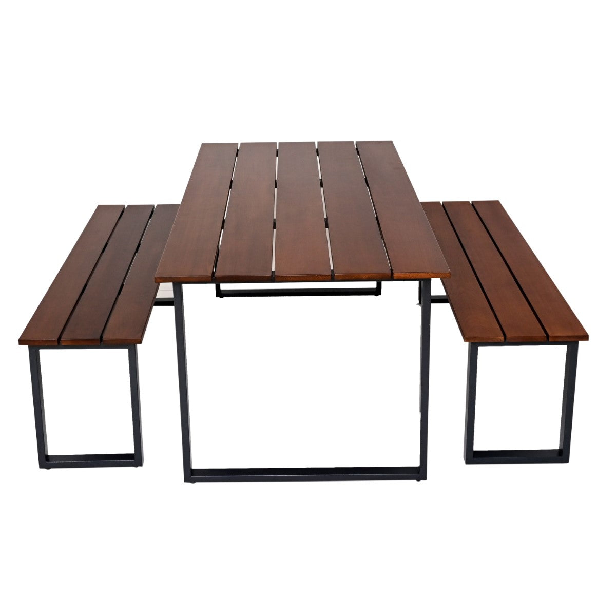 Outdoor 6 Person Dining Table With 2 Benches