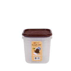 1pc Crunch Jar Small – 850 ml Plastic Airtight Food Storage Container (Grey, White, Brown, Red Lid Options)