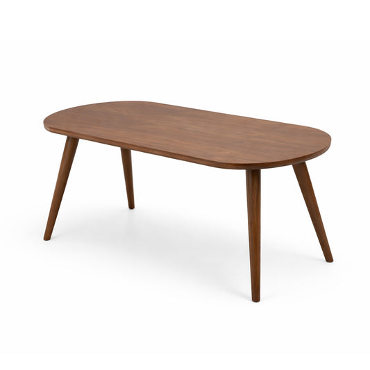 Nysa Solid Wood Dining Table – Modern 4 Seater Oval Dining Table for Home & Kitchen - Habitt