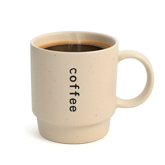 450ML Coffee Print Ceramic Mug – Black, Beige & Brown Variants