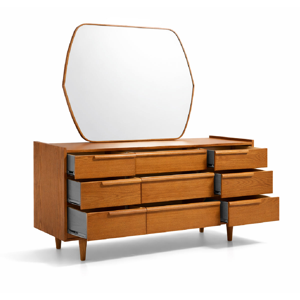 Nora Wooden Dresser | Modern Bedroom Storage Dresser with Mirror - Habitt