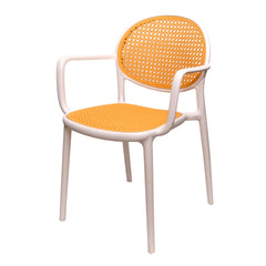 Cane Charm Armchair – Plastic Frame with Woven Cane‑Style Seat & Back (Black, White, Green)