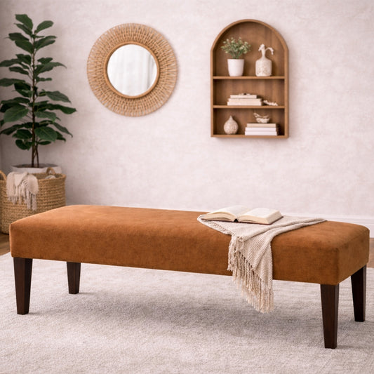 Nysa Upholstered Settee Bench – Modern Fabric Accent Seating for Living Room & Bedroom - Habitt