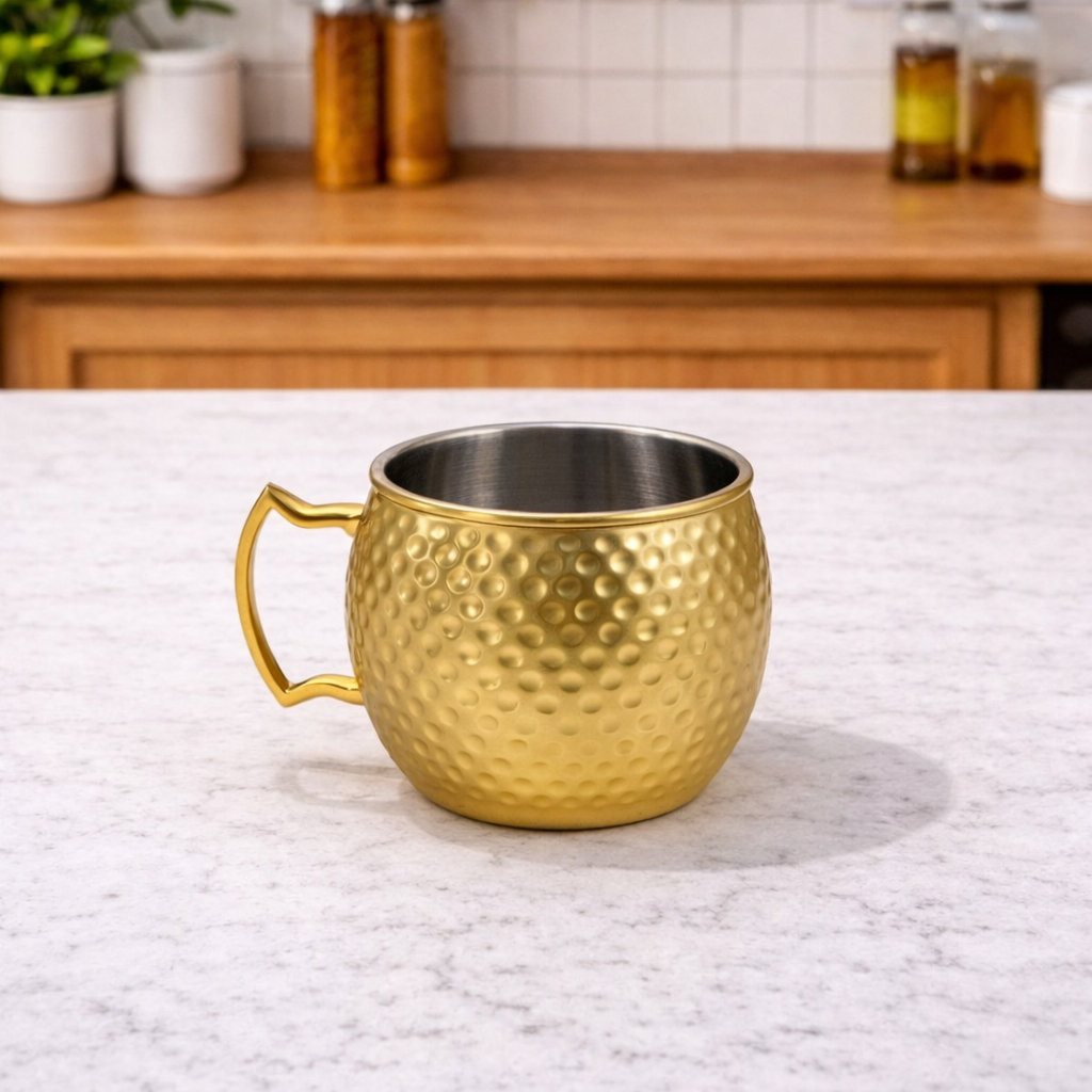 Golden Stainless Steel Glass – 500 ml