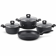 Nora Ceramic 7-Piece Cookware Set – Premium Granite Nonstick Pots & Frypan with Glass Lids - Habitt