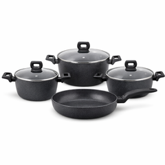 Nora Ceramic 7-Piece Cookware Set – Premium Granite Nonstick Pots & Frypan with Glass Lids - Habitt