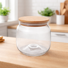 800ml Storage Jar with Wood Lid – Large Kitchen Container - Habitt