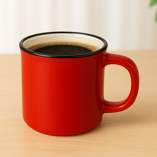 Classic Enamel-Style Ceramic Mug – Retro Coffee & Tea Cup in red