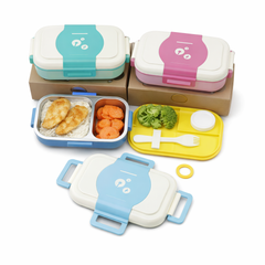 1 PC Stainless Steel 2 Partition Lunch Box – Leakproof Kids & Office Tiffin with Secure Lid (Assorted) - Habitt