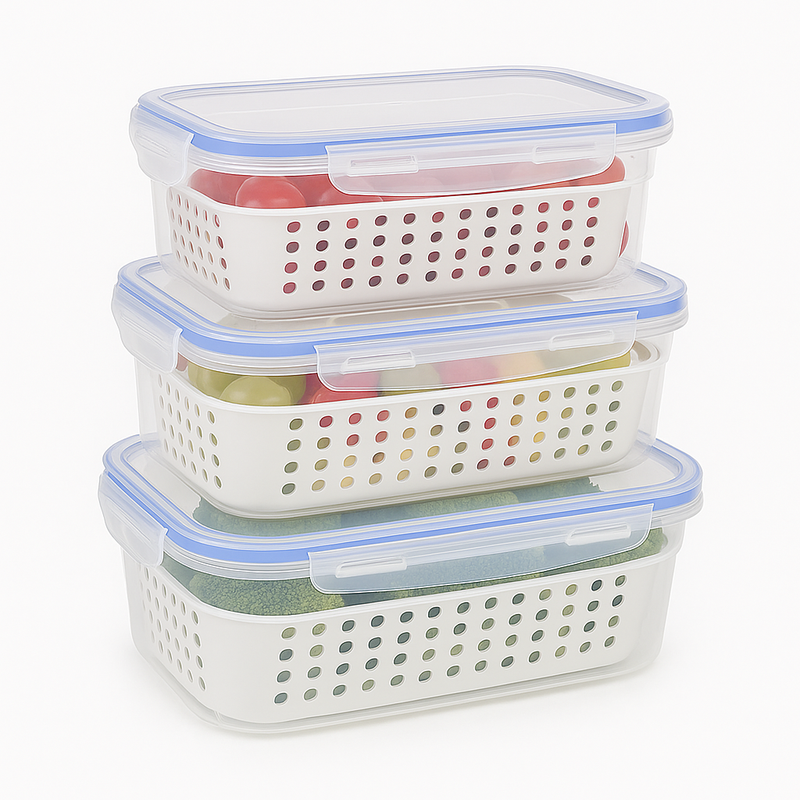 Airtight Fridge Storage Box Set – Pack of 3 - Habitt