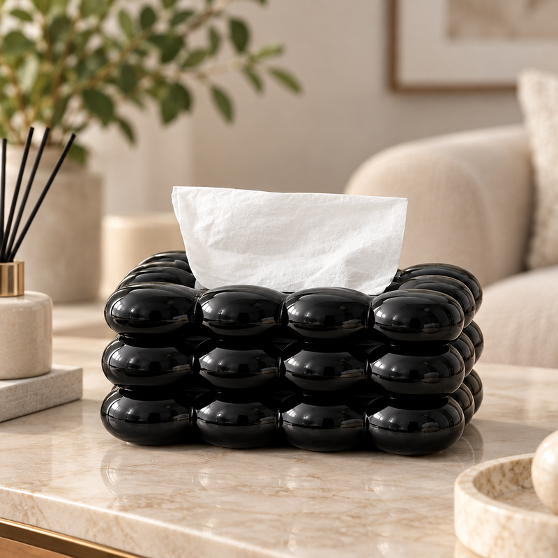 Black Bubble Tissue Box