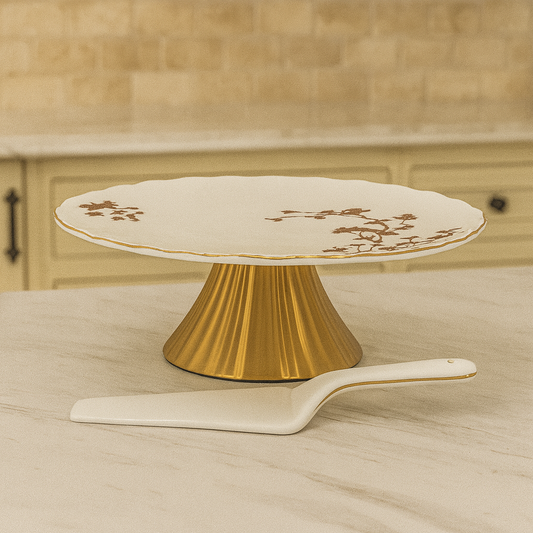 Luxury Cake Stand with Server – ANGELA Collection | 10.5 Inch