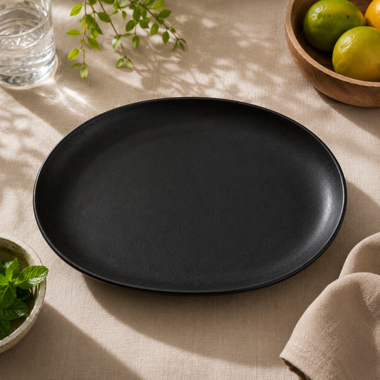 Oval Long Plate – Black