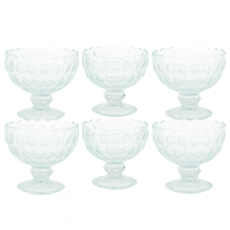 Clear Pressed-Glass Ice Cream Cups – 6-Piece Footed Dessert Set, 210 ml Capacity - Habitt