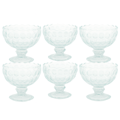 Clear Pressed-Glass Ice Cream Cups – 6-Piece Footed Dessert Set, 210 ml Capacity