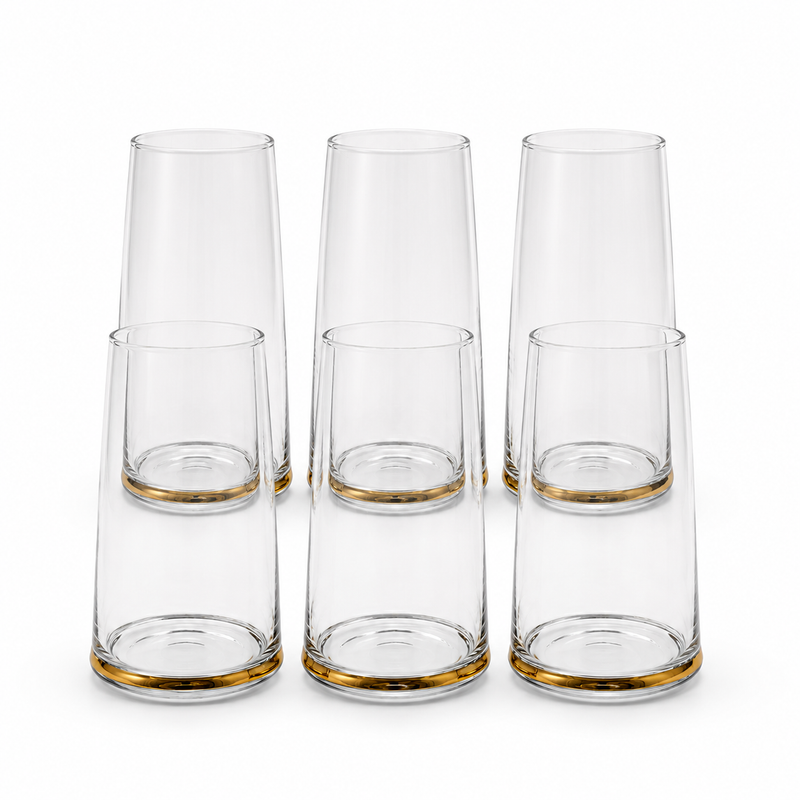 6 Pcs Clear Drinking Glass Set – Elegant Everyday Glassware Set