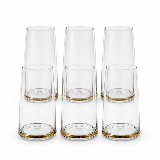 6 Pcs Clear Drinking Glass Set – Elegant Everyday Glassware Set