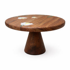 Heritage Bloom Cake Stand – 11 Inch Round | Handcrafted Wooden Dessert Stand