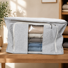 Assorted Foldable Storage Box with Zipper – Large Clothes, Bedding & Blanket Organizer with Clear Window and Handles