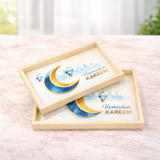 2Pcs Tray Set – Elegant Rectangular Serving Trays with Festive Crescent Design - Habitt