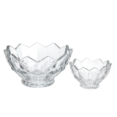 Clear Crystal-Cut Pressed-Glass 7-Piece Fruit Bowl Set – 200/105 mm Small Bowls