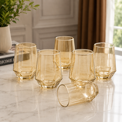 Amber Tumbler Glass – Elegant Everyday Drinking Glass (340 ml)