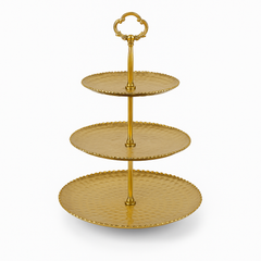Dotted 3 Tier Stand – Gold Metal Dessert & Snack Server