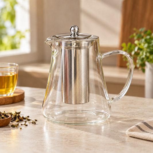 Clear Glass Tea Kettle with Infuser – Small & Large