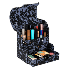 Black Camo Beauty Organizer – Multi-Slot Makeup Holder with Drawer