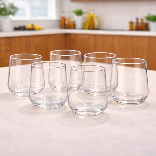 6Pcs Tumbler Set 420ml – Clear Glass Drinking Tumblers