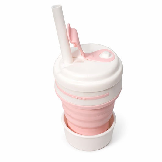 Silicone Collapsible Coffee Cup with Lid & Straw – Reusable Foldable Travel Mug