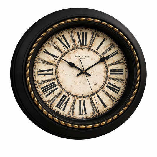 Vintage Heritage Wall Clock Oreo-2 13.75" – Classic Roman Numeral Antique Style Wall Clock with Black & Gold Frame - Habitt
