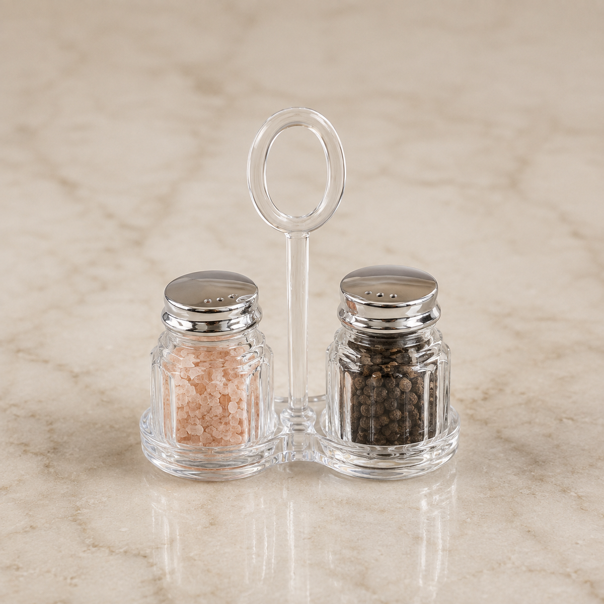 2-Piece Salt & Pepper Shaker Set with Holder – Tabletop Seasoning & Spice Container Set | Kitchen & Dining Accessories