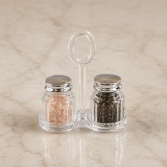 2-Piece Salt & Pepper Shaker Set with Holder – Tabletop Seasoning & Spice Container Set | Kitchen & Dining Accessories