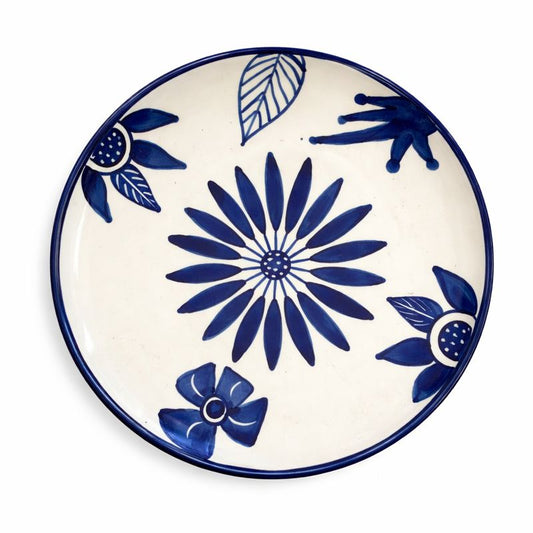 Handcrafted Blue Pottery Half Plate – 8 × 8 Inches