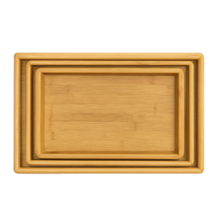 Set of 3 Wooden Serving Trays with Handles – Nested Rectangular Kitchen & Dining Trays