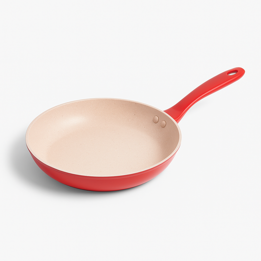 14cm Non-Stick Marble Coating Fry Pan – Compact Red Skillet for Eggs, Pancakes; Everyday Cooking | Durable Aluminum Pan with Easy-Clean Surface