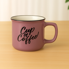 Vintage Mauve Ceramic Coffee Mug – “Cup of Coffee” Print,