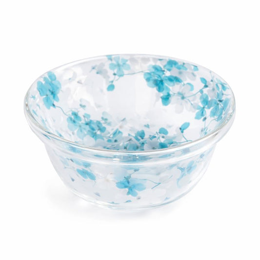 Double Wall Glass Bowl 450ml with Floral Design