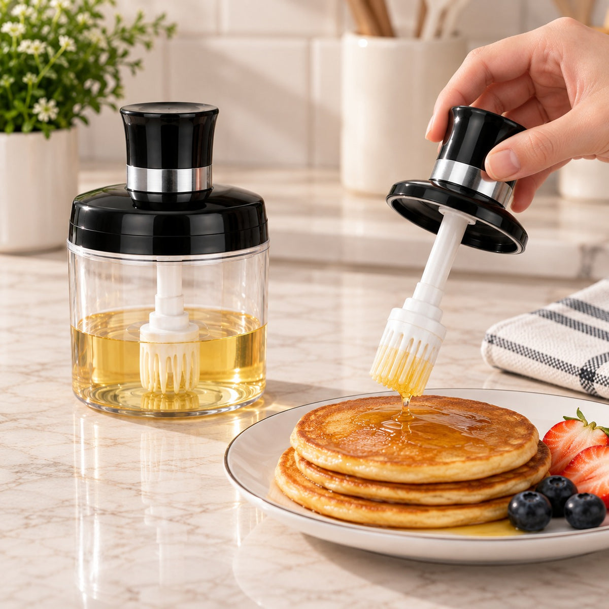 Glass Jar With Honey Spoon | Elegant Honey Storage Container