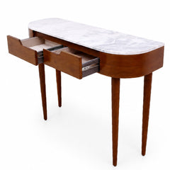 Clara Console Table | Modern Marble Top Console with Storage Drawers - Habitt