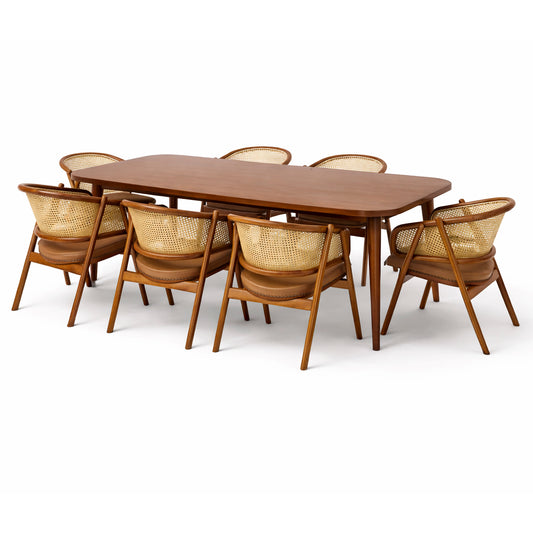 Noor 6 Person Dining Table with Chairs - Habitt