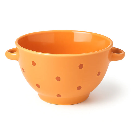 750ML Polka Dot Ceramic Bowl with Handles – Pink, Purple, Green & Orange Variants